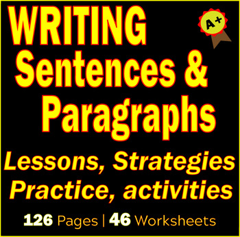Preview of Writing Sentences and Paragraphs Activities | Lessons | Worksheets | BUNDLE