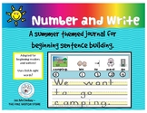 Writing Sentences journal:  Summer Themed Number and Write