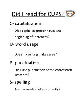 Preview of Writing Sentences with CUPS Bundle