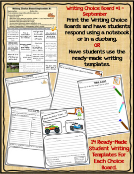 Preview of SEPTEMBER Writing Prompts With Activity Practice Pages/Graphic Organizers