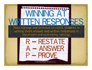 Preview of Writing Short-Answer Written Responses *Classroom Strategy Signs*