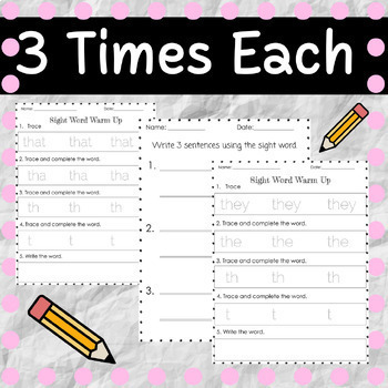 Preview of Writing Sight Words - 3 Times Each (Editable)