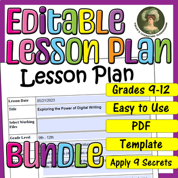 Preview of Writing Skills Bundle : Editable Lesson Plan for High School