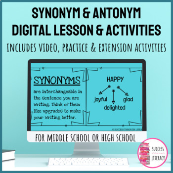 Writing Skills  Synonym & Antonym Lesson & Activities for Middle