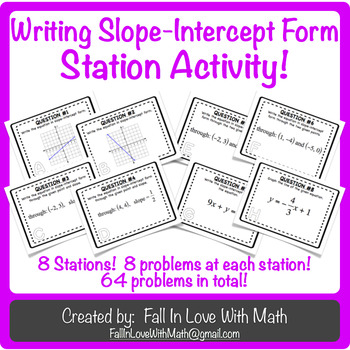 Preview of Writing Slope-Intercept Form Station Activity!