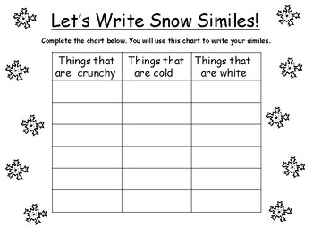 Writing Snow Similes by Happily Ever After Education | TpT