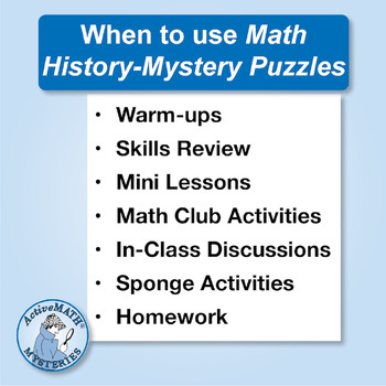 Writing & Solving Equations: 4 Math-History PDF Mini Lessons + BONUS Gr 6 &  Up