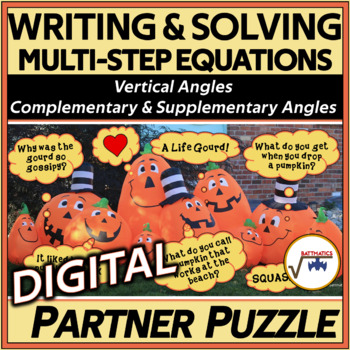Preview of Complementary, Supplementary, & Vertical Angles DIGITAL PARTNER PUZZLE
