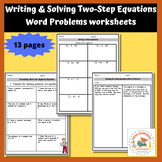 Writing & Solving Two-Step Equations Word Problems workshe