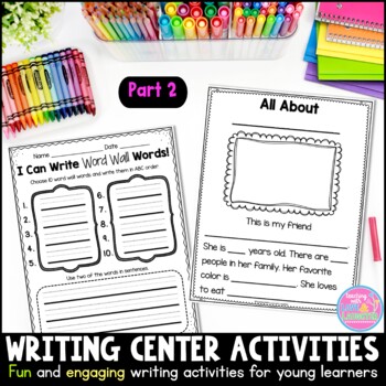 Preview of Kindergarten and First Grade Writing Center Activities