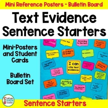 Preview of Sentence Starters for Citing Text Evidence and Text Dependent Analysis