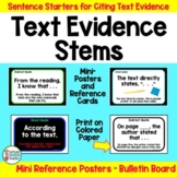 Citing Text Evidence Sentence Starters Posters for Text De