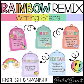 Preview of Writing Steps // Rainbow Remix 90's retro decor