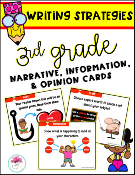 Preview of Writing Strategies 3rd Grade Cards (Set of Narrative, Information & Opinion)