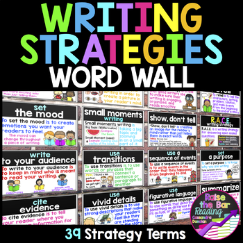 Preview of Writing Strategies Word Wall, Writing Posters Bulletin Board