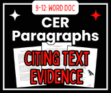 Citing Text Evidence with Claim Evidence and Reasoning Paragraphs