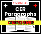 Citing Text Evidence with Claim Evidence and Reasoning Paragraphs