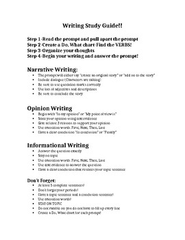 Writing Study Guide TN Ready aligned by Coach B in PE | TPT
