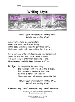 Preview of Writing Style Companion Lyrics Sheet