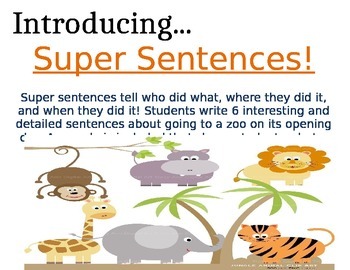 Preview of Writing Super Sentences !