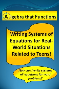 Preview of Writing Systems of Equations for Problems Related to Teens! *DISTANCE LEARNING