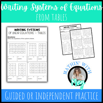 Preview of Writing Systems of Linear Equations from Tables | Algebra 1 | TEKS A.2I