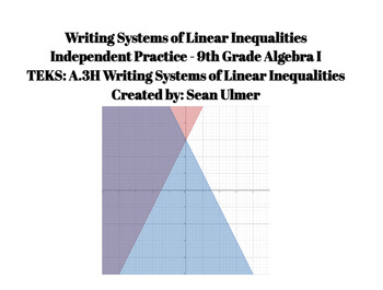 Preview of Writing Systems of Linear Inequalities - Independent Practice TEK A.3H