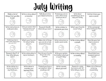 Writing Task Cards - July by The Magic Teacher | TPT