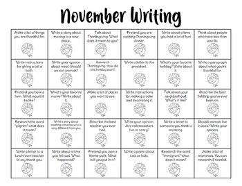 Writing Task Cards - November by The Magic Teacher | TPT