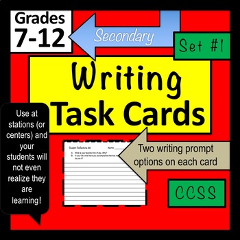 Preview of Writing Task Cards for the High School and Middle School Student Set 1