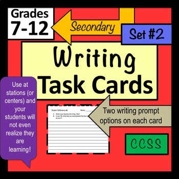 Preview of Writing Task Cards for the High School and Middle School Student Set 2