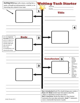 Preview of Writing Task Starter Template ( Basic 5-paragraph essay)
