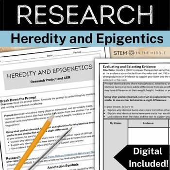 Preview of Genetics Project Analyzing Heredity, Environments, and Traits for MS-LS1-5