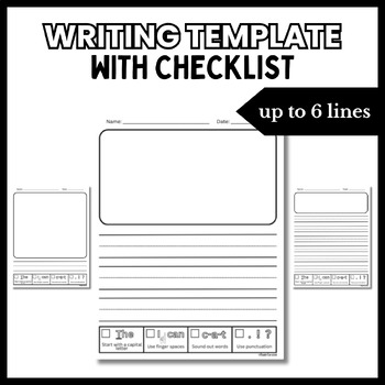 Writing Template with Checklist- 6 Line Options by Kinder Curated