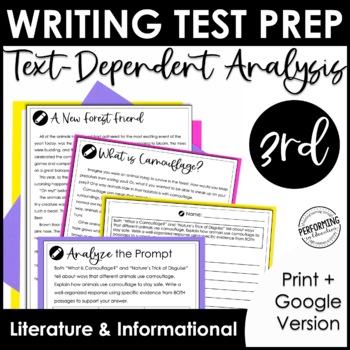 Preview of Writing Test Prep | Text-Dependent Analysis | Text-Based Writing | 3rd Grade