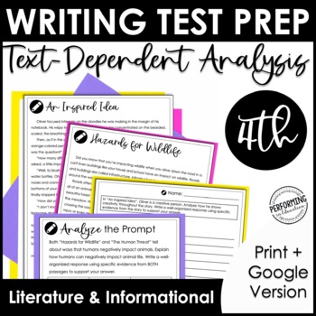 Preview of Writing Test Prep | Text-Dependent Analysis | Text-Based Writing | 4th Grade