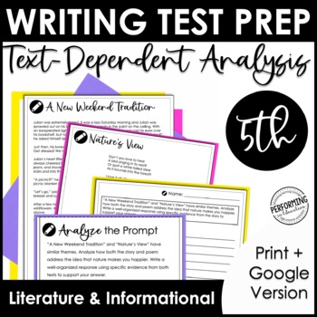 Preview of Writing Test Prep | Text-Dependent Analysis | Text-Based Writing | 5th Grade
