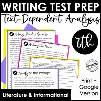 Preview of Writing Test Prep | Text-Dependent Analysis | Text-Based Writing | 6th Grade