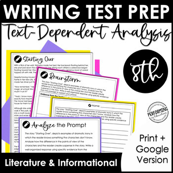Preview of Writing Test Prep | Text-Dependent Analysis | Text-Based Writing | 8th Grade