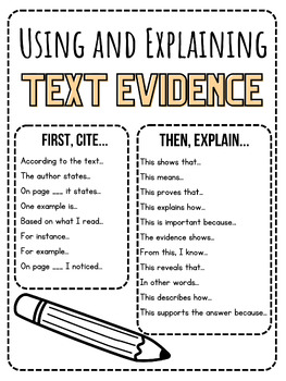 Preview of Writing Text Evidence Guide/Poster