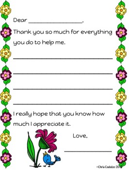 Writing Thank You Cards- Spring Theme by Christine Cadalzo | TpT
