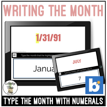 Preview of Writing The Month with Numbers Typing Boom Cards