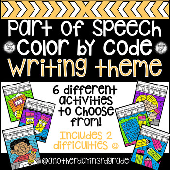 Preview of Writing Theme Color by Code Part of Speech Coloring Sheets