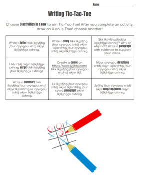 Preview of Writing Tic-Tac-Toe Choice Board