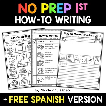 Preview of No Prep First Grade Procedural How To Writing + FREE Spanish Version
