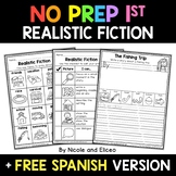 No Prep First Grade Realistic Fiction Writing + FREE Spanish