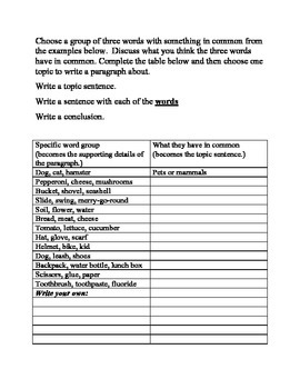 Writing Topic Sentences for a Paragraph Grades 2-8 by Mrs Gombart