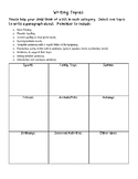 Writing Topics Menu Brainstorm with Checklist