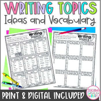 Preview of Writing Topics and Vocabulary | Brainstorming Ideas for Paragraph Writing