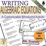 Writing (Translating) Algebraic Equations Mystery Activity